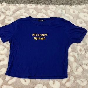 Blue and yellow fashion nova stranger things cropped shirt